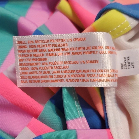 NWT Cat & Jack Baby Girl's Bright Rainbow Stripes 1 PC Swimsuit 12M - Picture 5 of 5